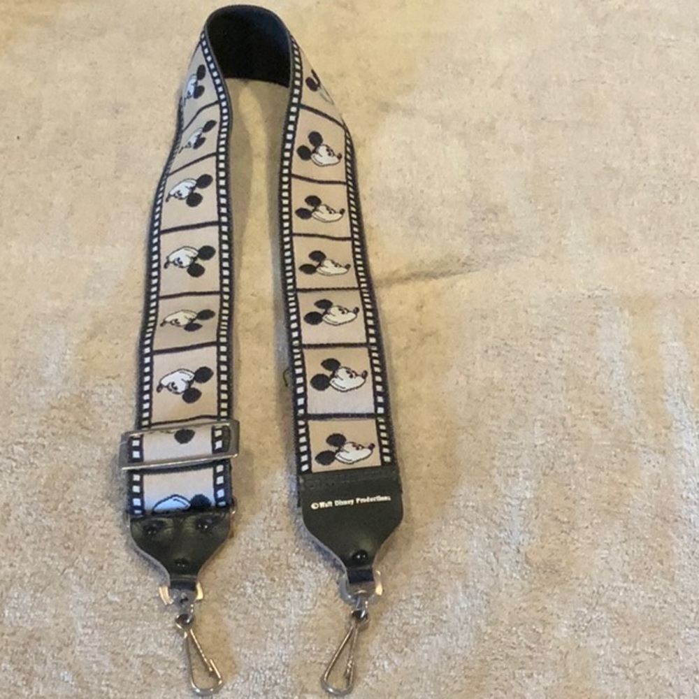 Disney Beige and Black Mickey Mouse Filmstrip Camera Strap
